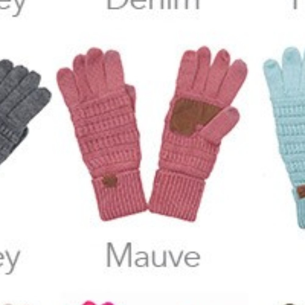 C.C Knitted Touch Screen Compatible Gloves MAUVE - Picture 2 of 3